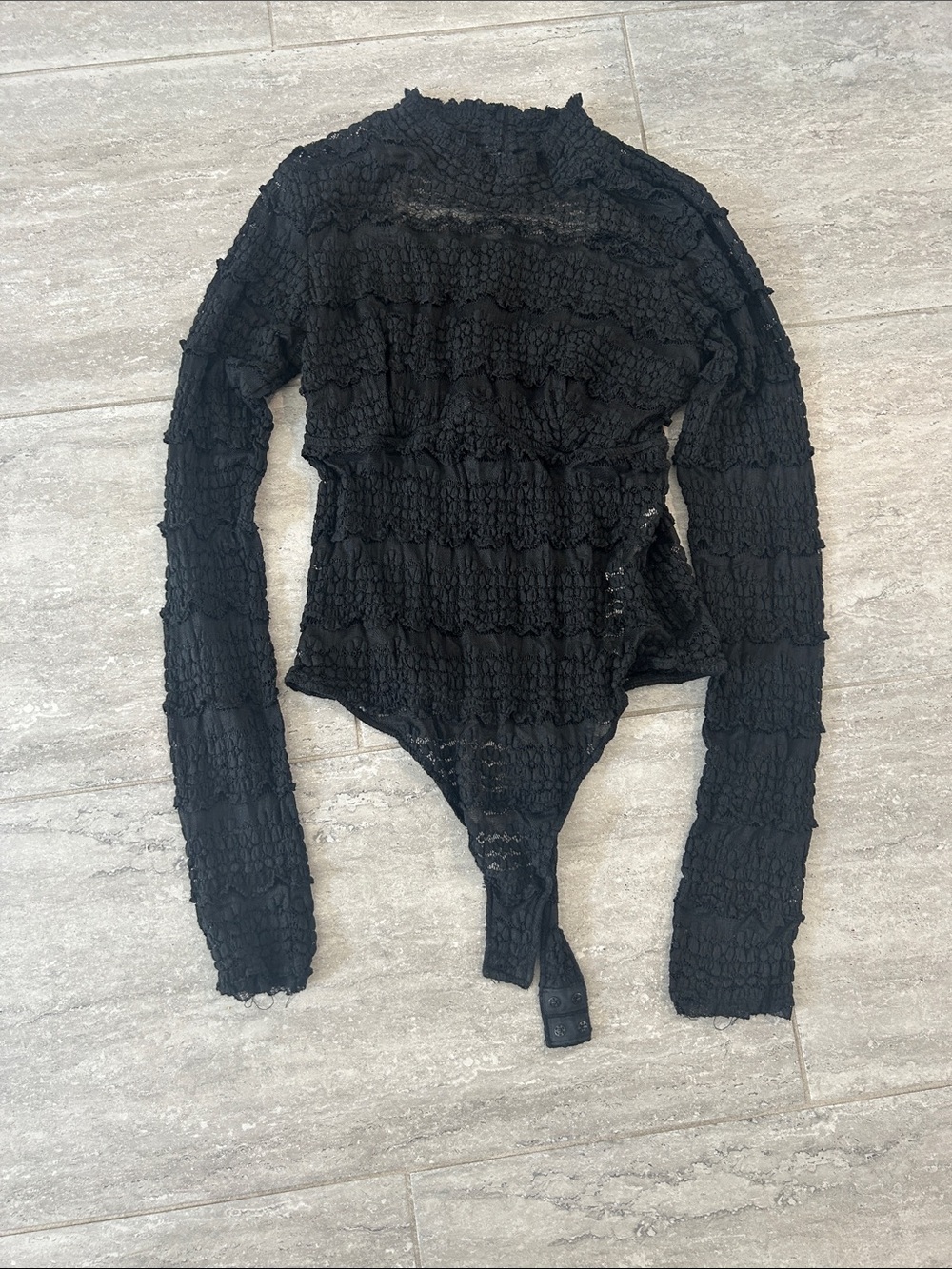 Black Lace Long-Sleeve Bodysuit Sweater